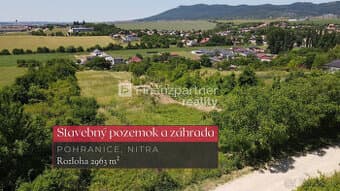 Stavebný pozemok a záhrada, 2963 m², Pohranice, Nitra + 3D
