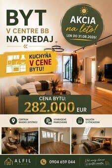 NOVOSTAVBA. Podkrovný 3-izbový byt v štandarde v centre BB