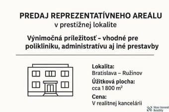 Predaj areálu v BA-Ružinov (klinika, administratívu a iné za