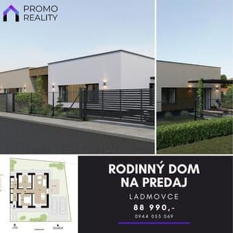 Novostavba moderného bungalovu, Ladmovce. Trebišov