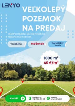 Veľkorysý pozemok Močenok