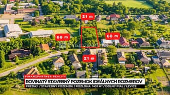 Stavebný pozemok 1451 m², Dolný Pial, Levice