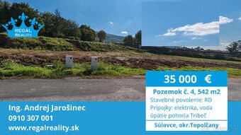 POZEMOK č. 4, 542 m2, Súlovce ,okr. TO